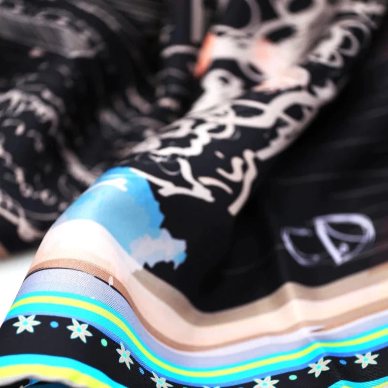 RENDEZ-VOUS IN TUSCANY - 90x90 Silk Twill Scarf