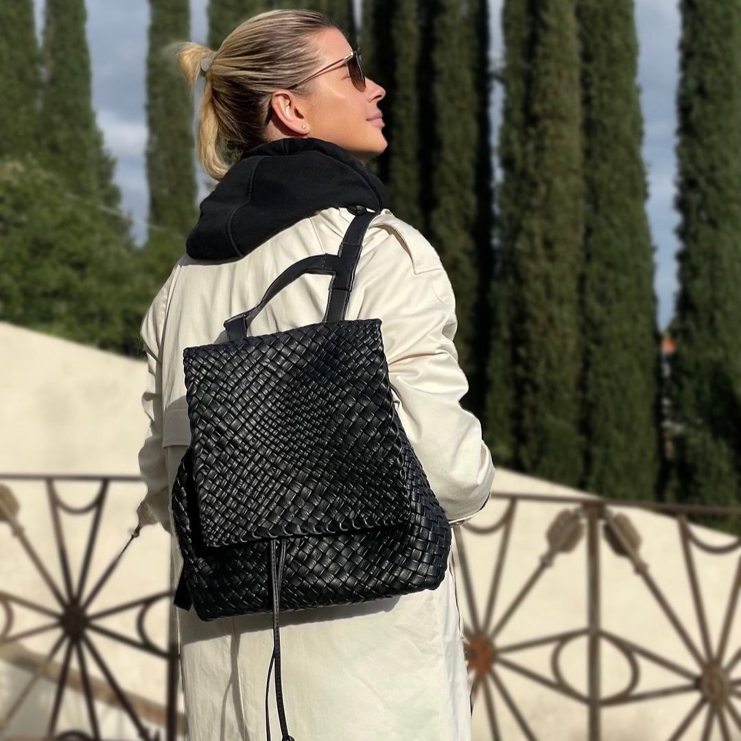 black woven leather backpack Marc Nolan SOHO Backpack, Womens, This handmade leather bag features ARIEL - Customizable Woven Leather