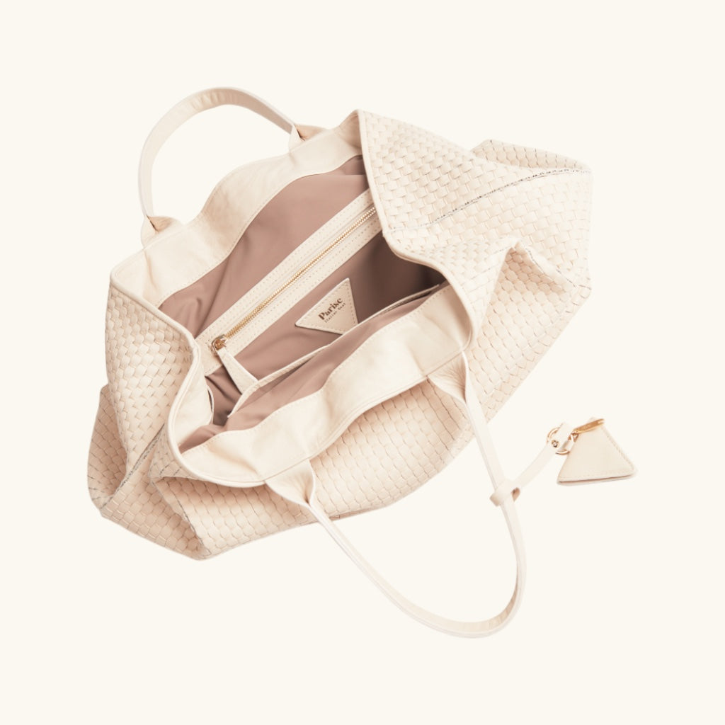 "60" Large Woven Leather Tote Bag