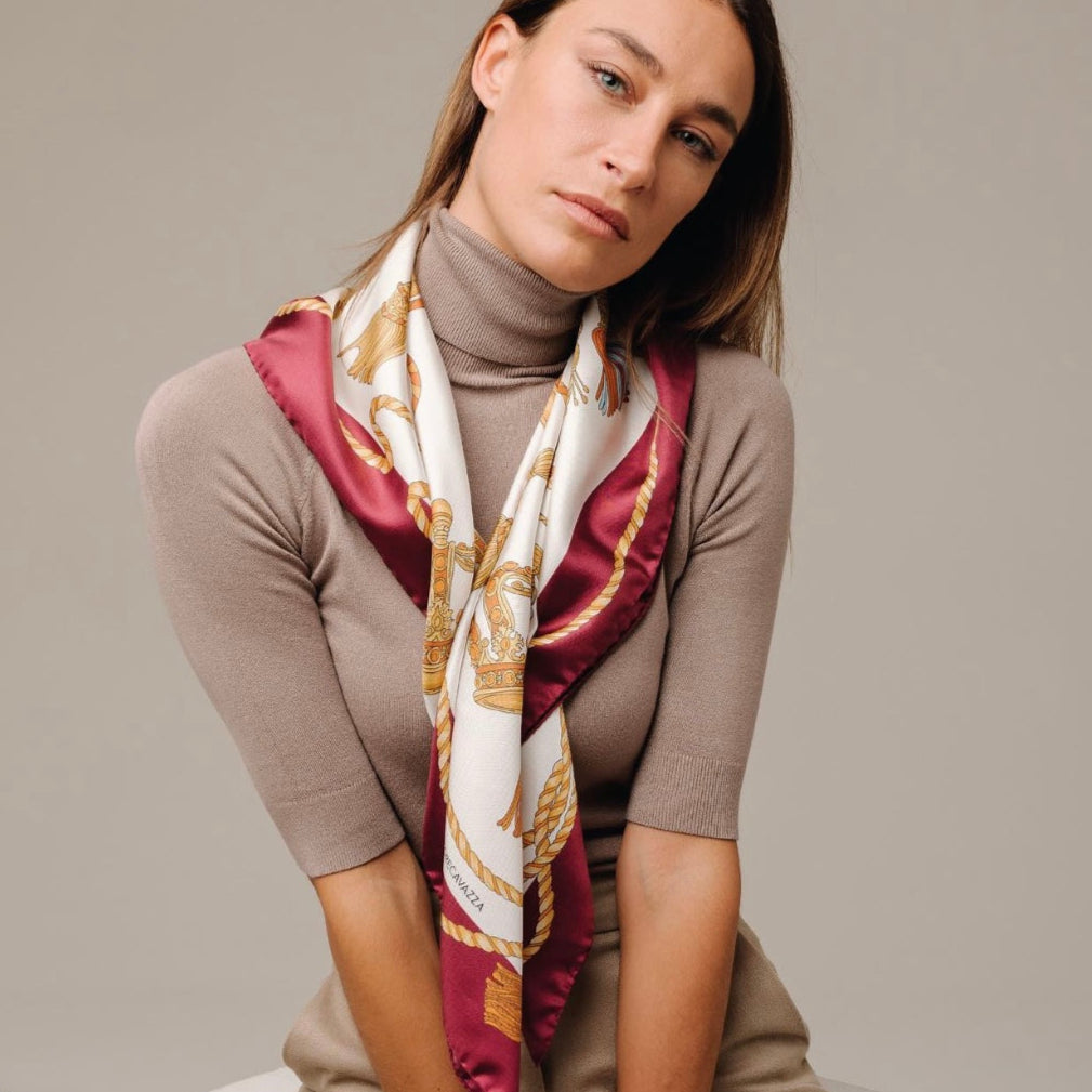 ROYAL BURGUNDI - 90x90 Silk Twill Scarf