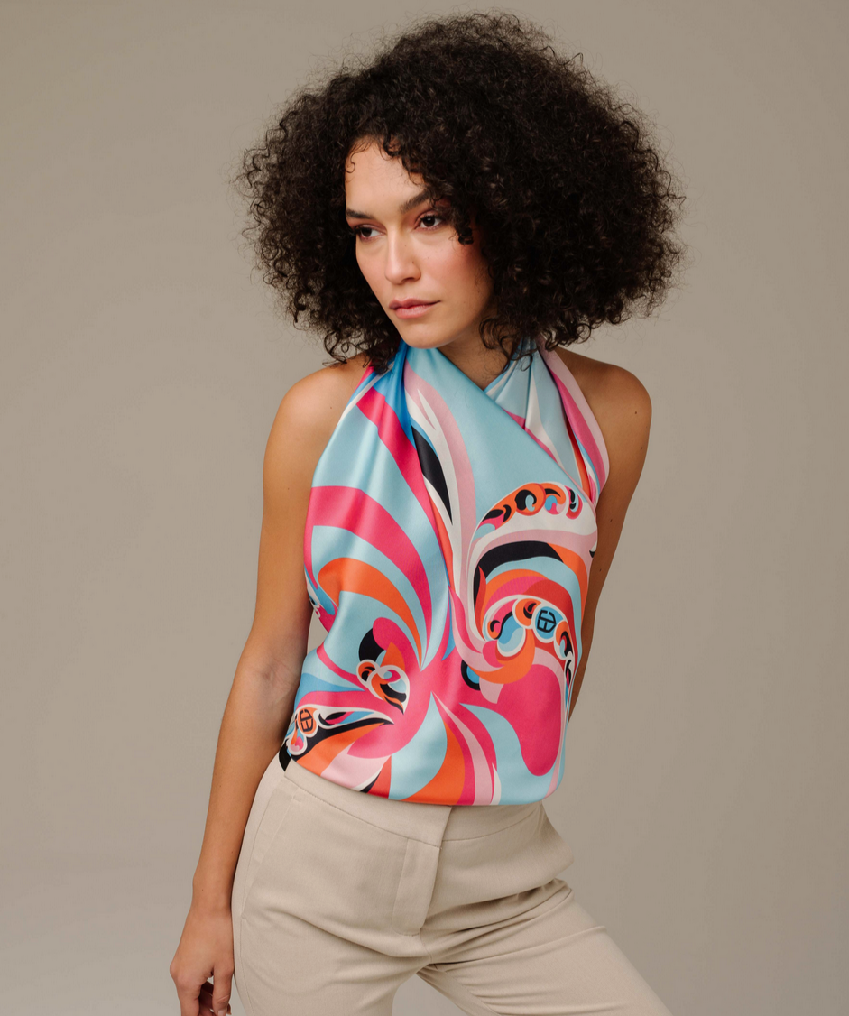 WAVES PINK - 90x90 Silk Twill Scarf