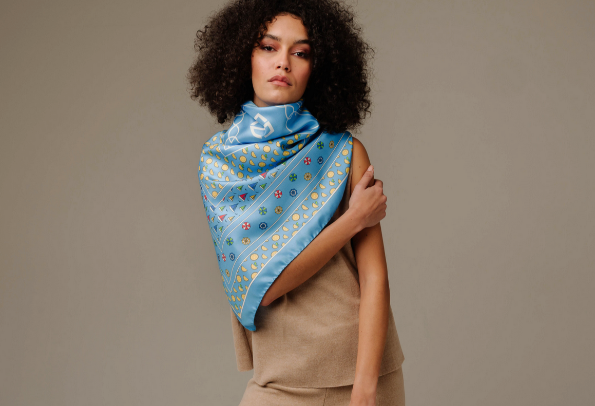 BREZZA LIGHT BLU - 90x90 Silk Twill Scarf