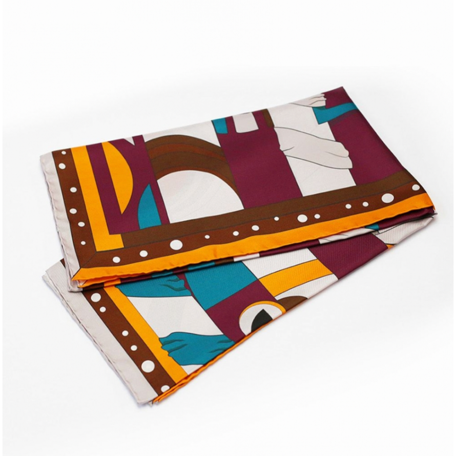 STRIPED - 90x90 Silk Twill Scarf