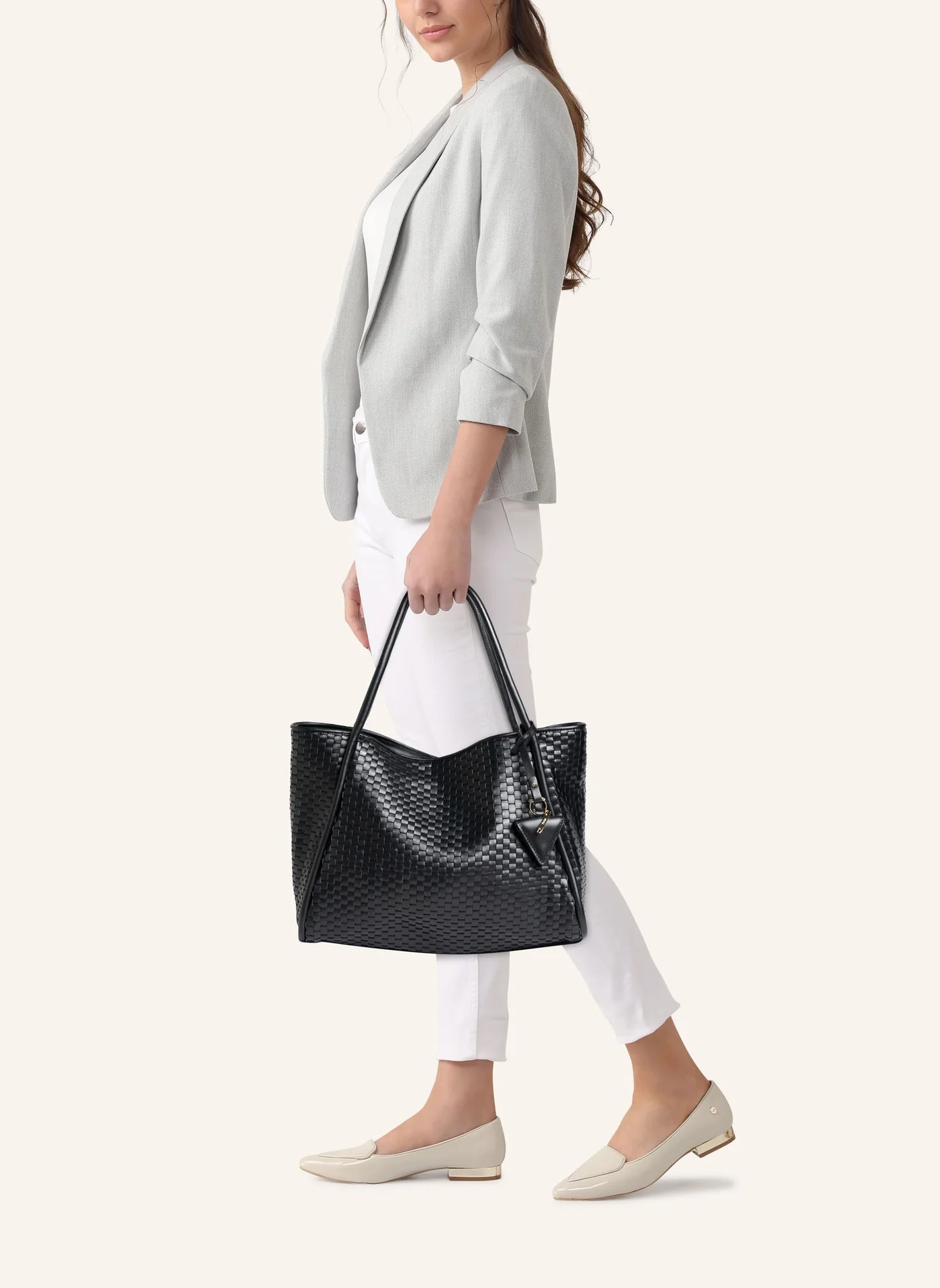 "09" TUBOLAR & PLAIN Woven Leather Tote Bag