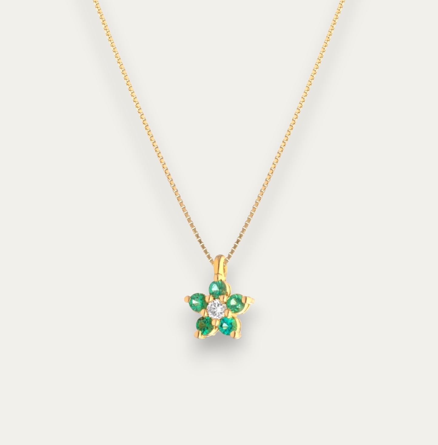 Emerald and Diamond - 18k Gold Necklace