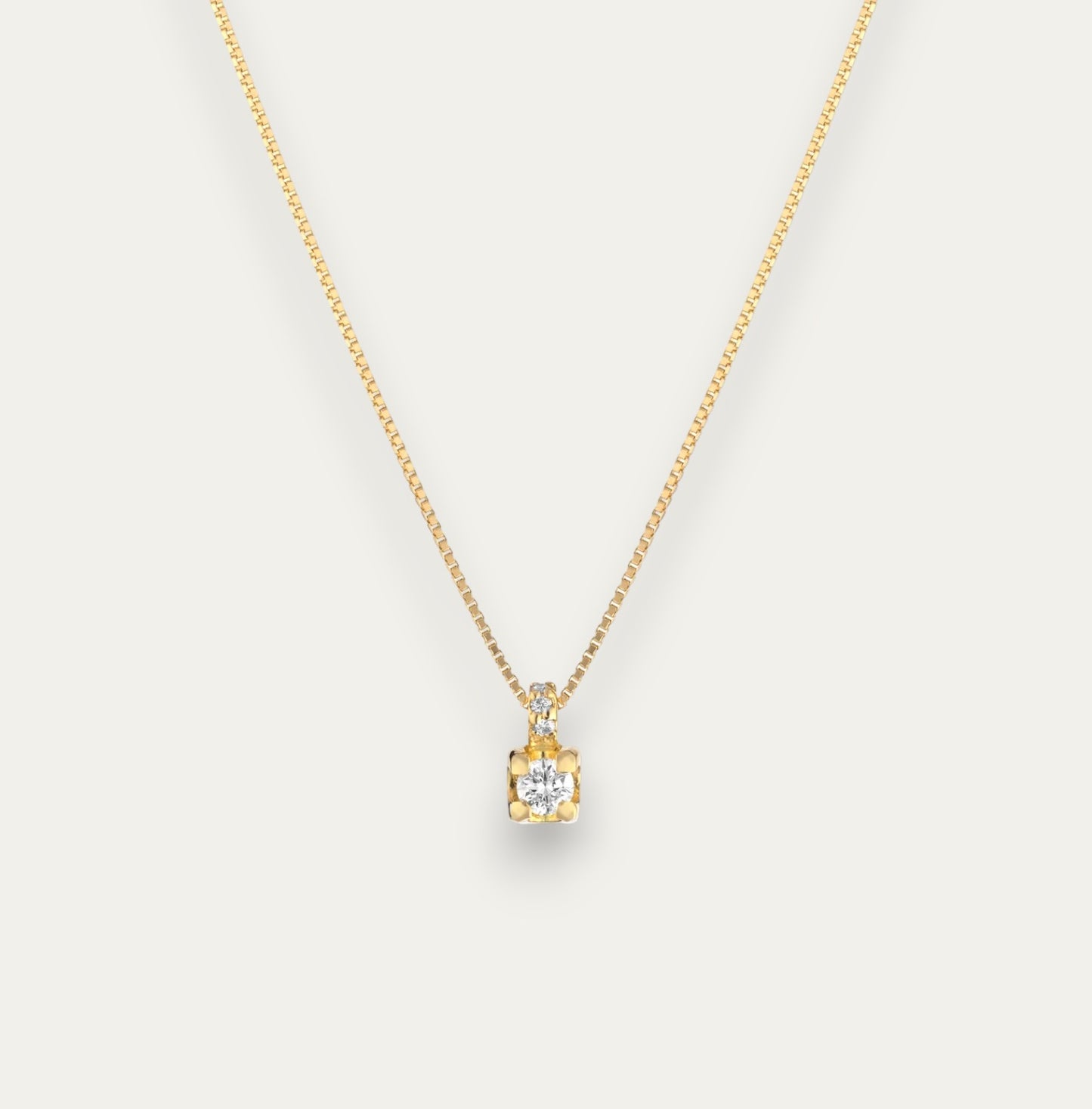 Diamond Solitaire 18K Gold Necklace
