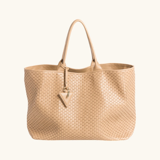 "60"  Large Woven Leather Tote Bag