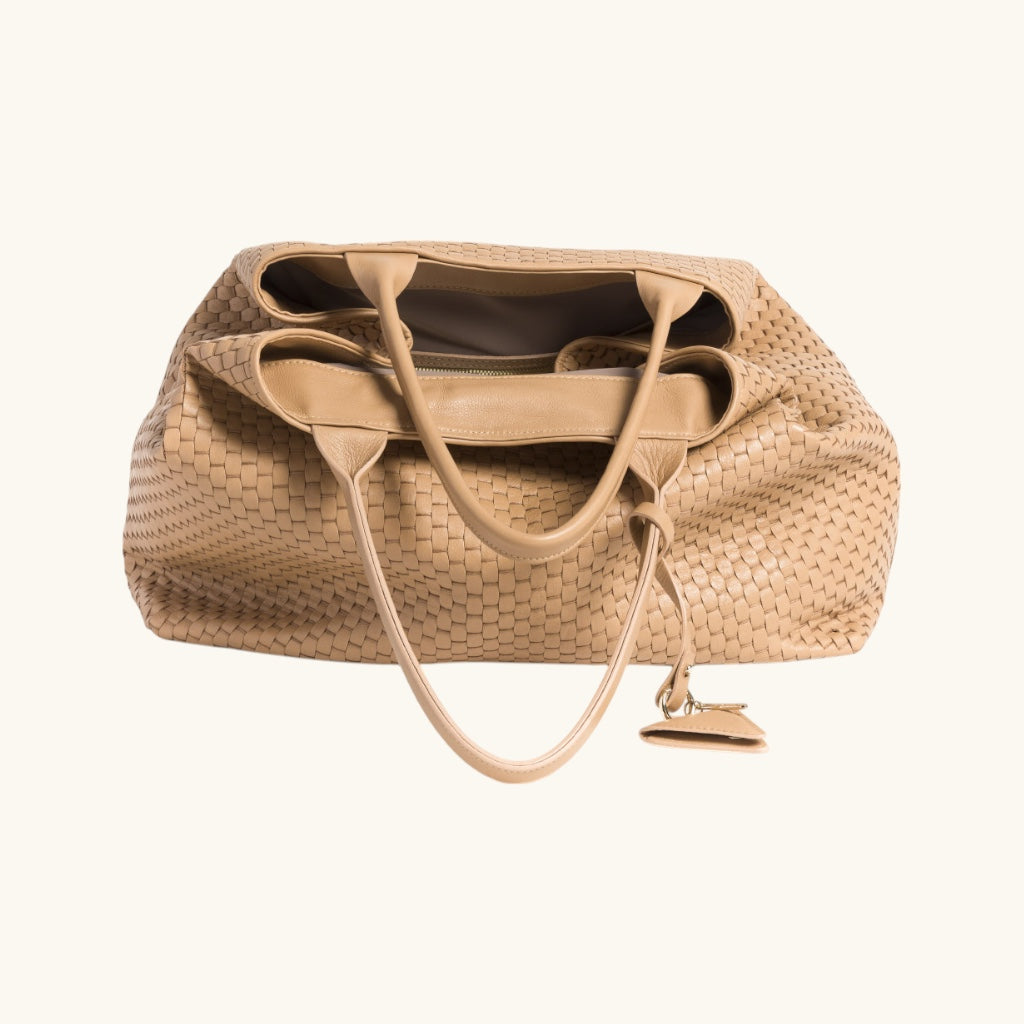 "60"  Large Woven Leather Tote Bag