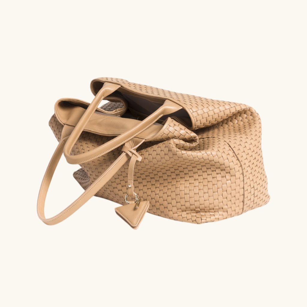 "60"  Large Woven Leather Tote Bag