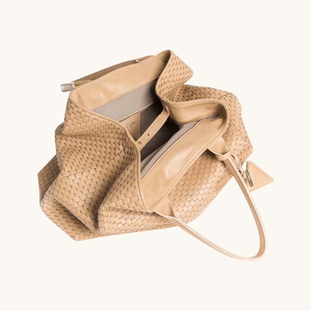 "60"  Large Woven Leather Tote Bag