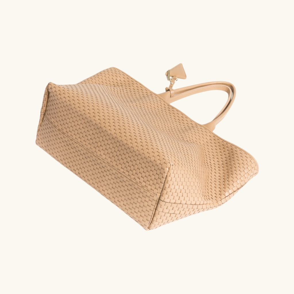 "60"  Large Woven Leather Tote Bag