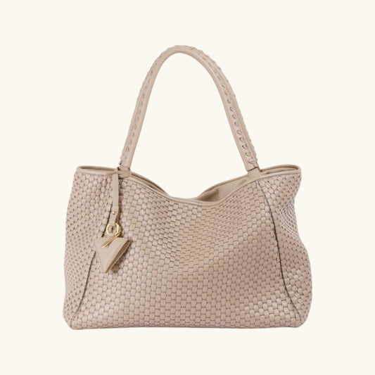 "09" PLAIN Woven Leather Tote Bag