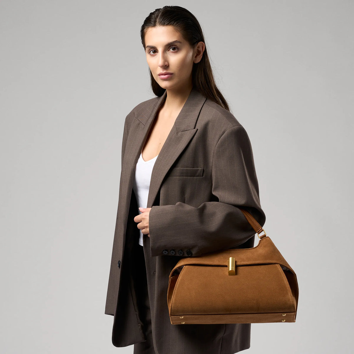 EMMA LARGE – Italian Suede Leather Handbag
