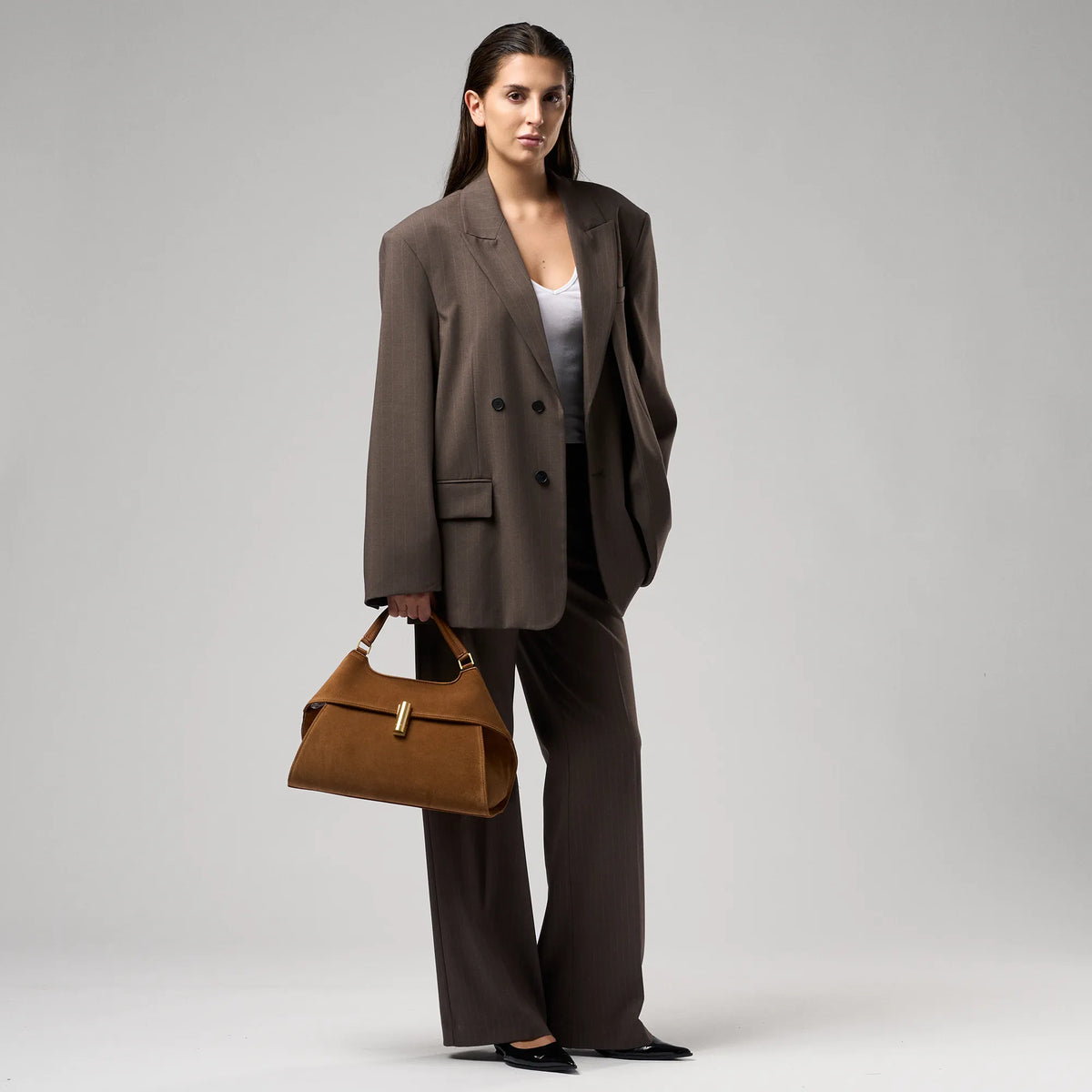 EMMA LARGE – Italian Suede Leather Handbag