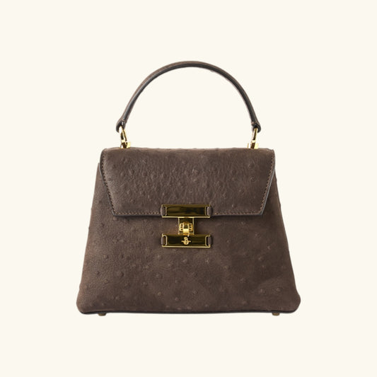 Carbotti Diana - Italian Designer Leather Handbag - Ostrich Print