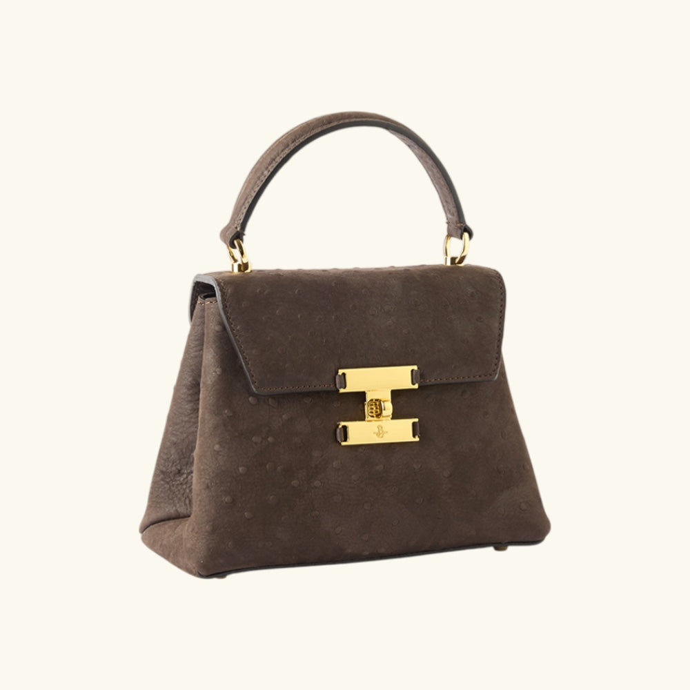 Carbotti Diana - Italian Designer Leather Handbag - Ostrich Print