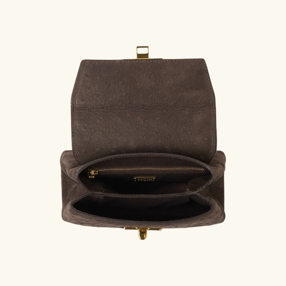 Carbotti Diana - Italian Designer Leather Handbag - Ostrich Print