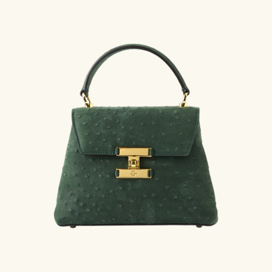 Carbotti Diana - Italian Designer Leather Handbag - Ostrich Print
