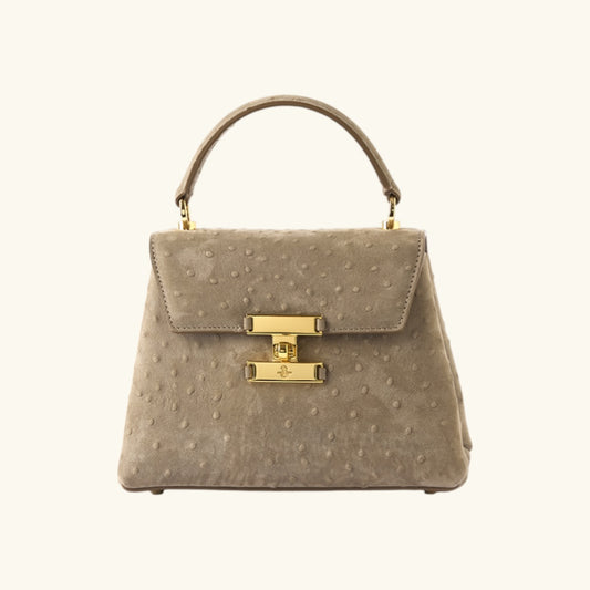 Carbotti Diana - Italian Designer Leather Handbag - Ostrich Print