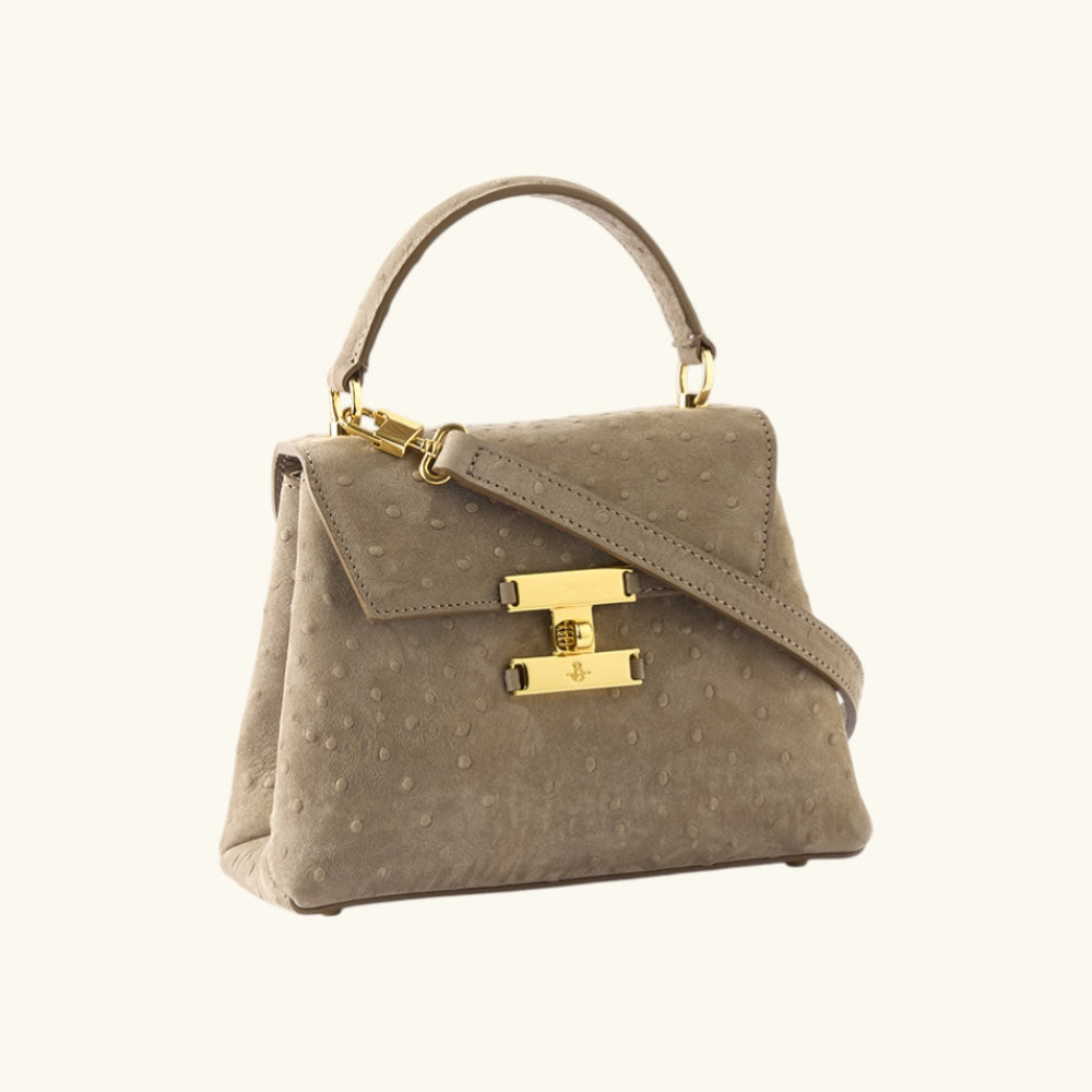Carbotti Diana - Italian Designer Leather Handbag - Ostrich Print