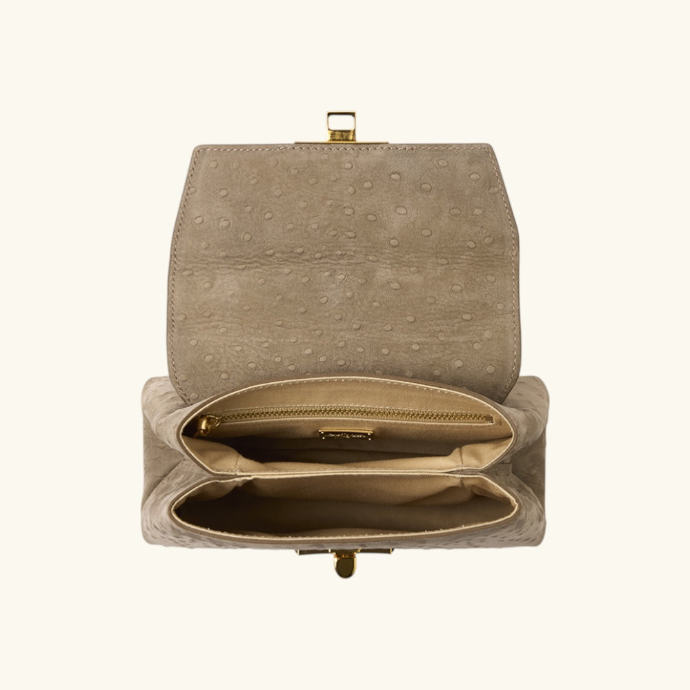 Carbotti Diana - Italian Designer Leather Handbag - Ostrich Print