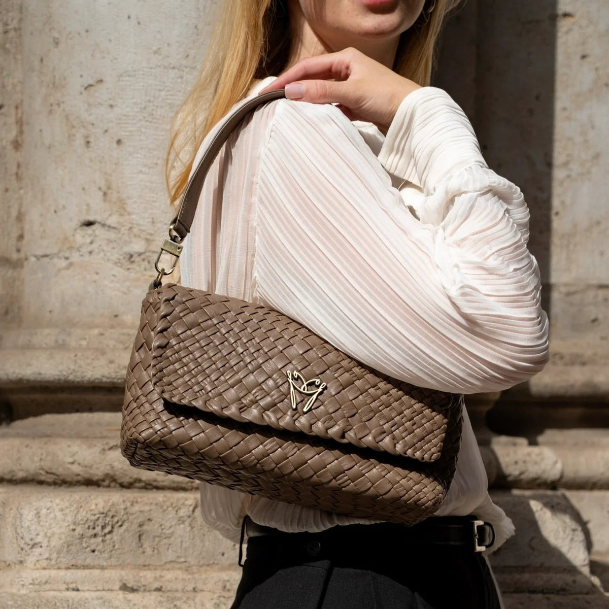 LARA - Customizable Woven Leather Baguette Bag - Pre-Order Now!