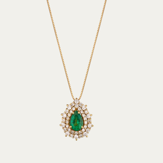 EMERALD DROP NECKLACE - 18k gold and natural emerald