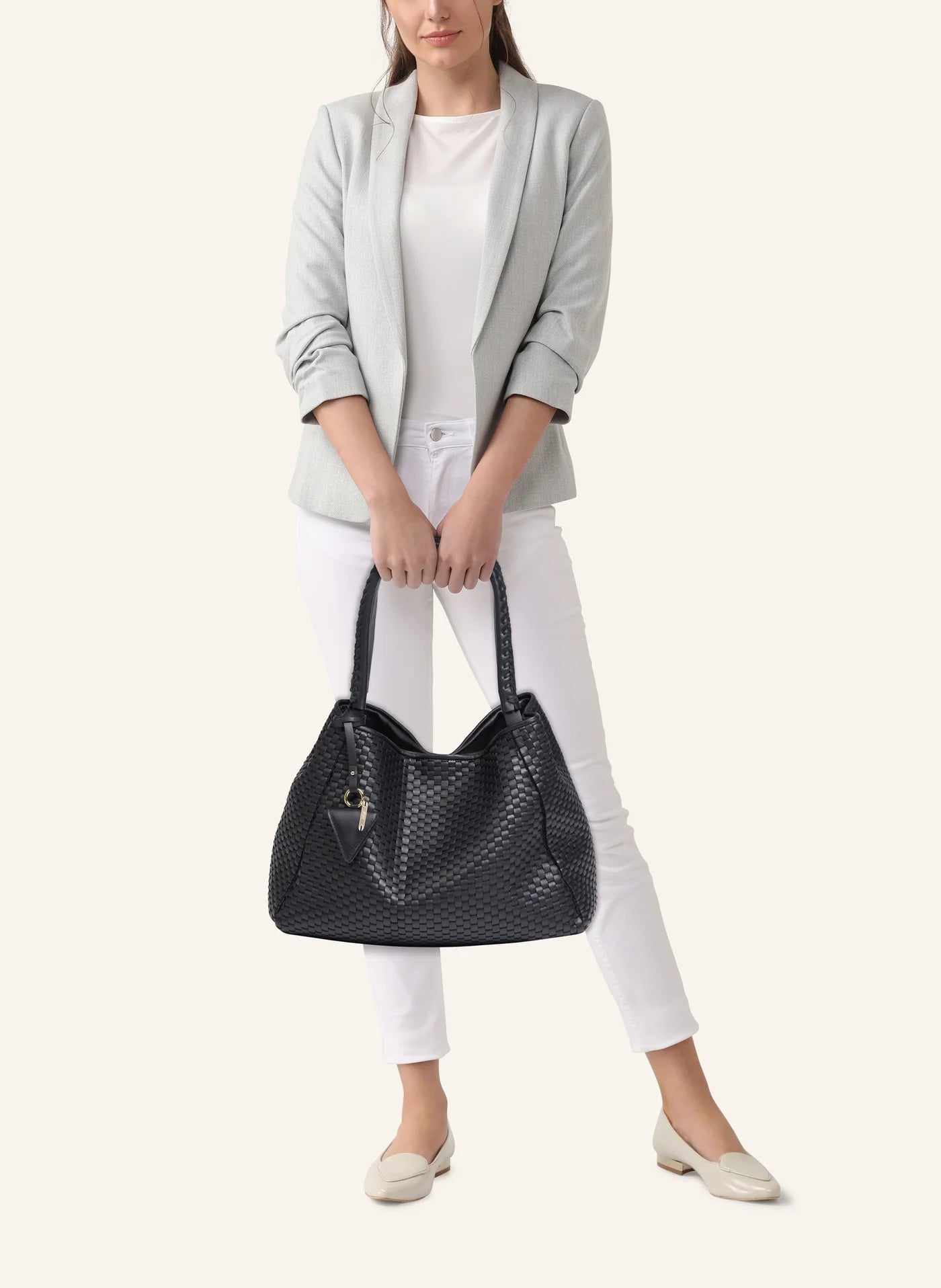 "09" PLAIN Woven Leather Tote Bag