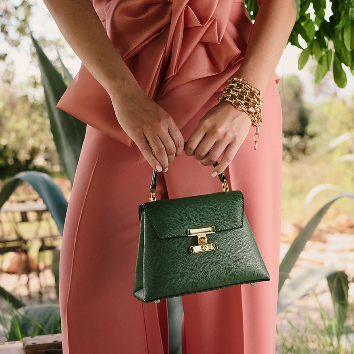 Carbotti Diana - Italian Designer Leather Handbag - Ostrich Print