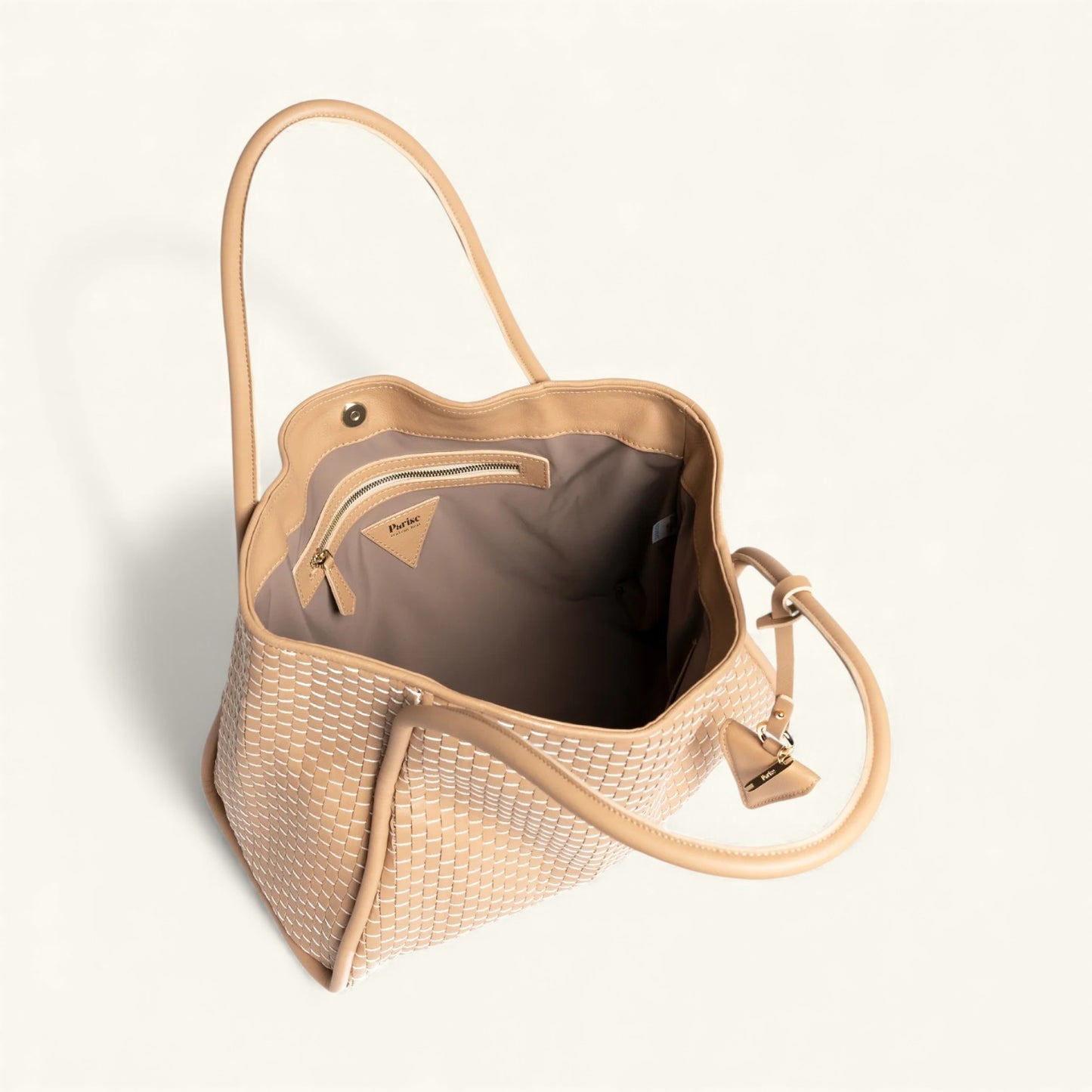 "09" TUBOLAR & PLAIN Woven Leather Tote Bag