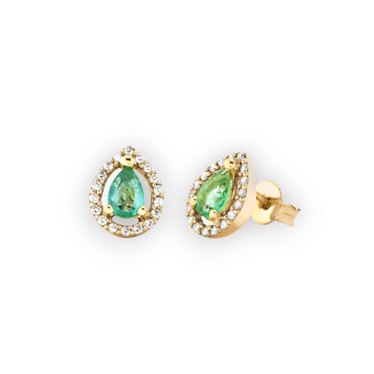 18k gold Sunflower Emerald earrings